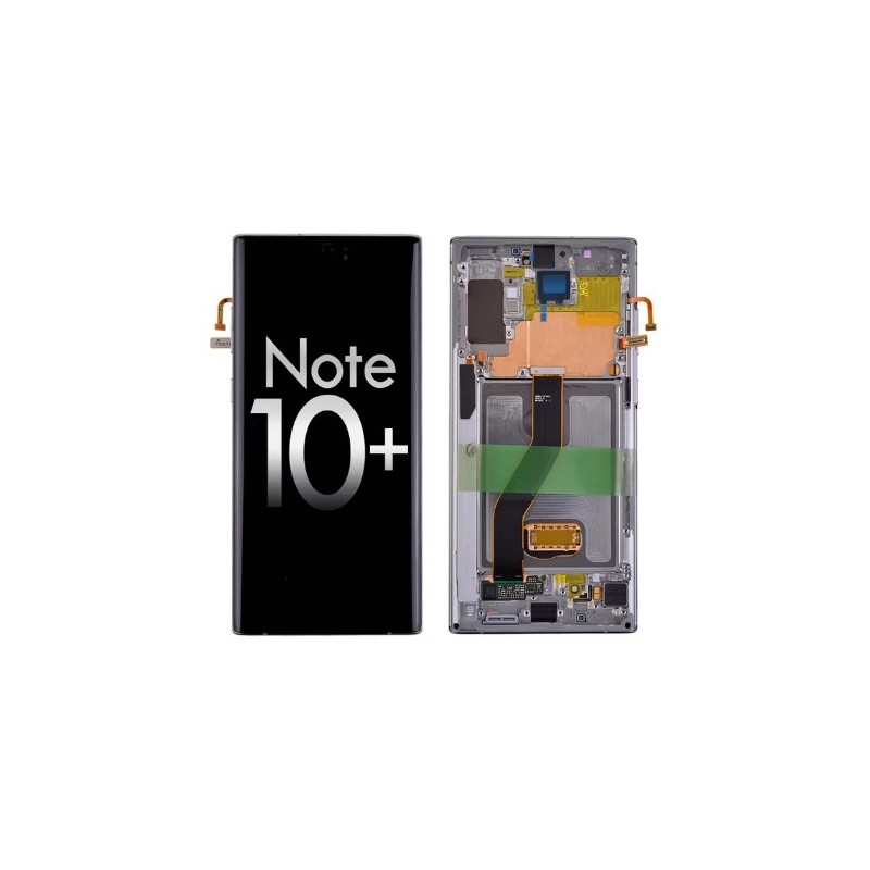 PANTALLA PARA SAMSUNG NOTE 10 PLUS OLED CON MARCO NEGRO / PLATA (BORDE POCO ANCHO)