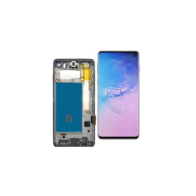 PANTALLA TFT SAMSUNG S10 CON MARCO COLOR PLATA